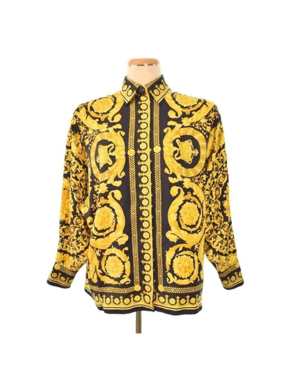 Gianni Versace Shirt Blouse Long Sleeve Barocco Pattern All Over